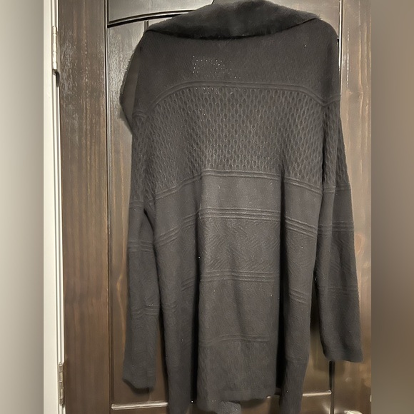 Cato, black cardigan with faux fur collar to hem, size XL - Picture 3 of 3